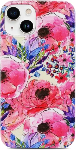 Vista 11 de J.west Funda compatible con iPhone 14 para mujer, bonito diseño floral femenino, patrón kawaii de flores silvestres en acuarela para niñas