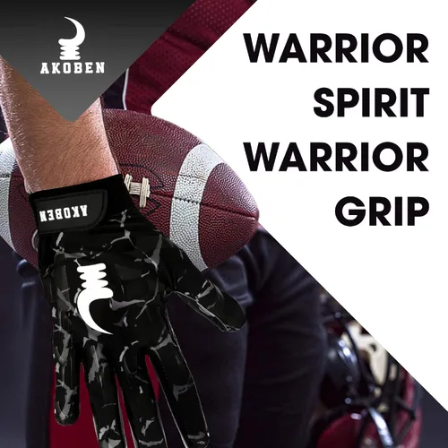 Vista 7 de AKOBEN Guantes de fútbol Guantes negros de fútbol Guantes de fútbol blancos Equipo de fútbol Guantes de fútbol para hombre Guantes