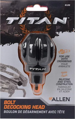 Vista 10 de Allen Company Titán Crossbow Bolt De-Cocking Head, roscas de flecha estándar AMO/ATA, silicona/acero, negro