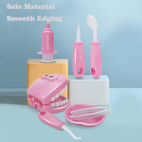 Vista 6 de Conjunto de juego de simulación de dentista de 9 piezas de plástico, kit médico de simulación de juguete para niños, juego de rol para cultivar