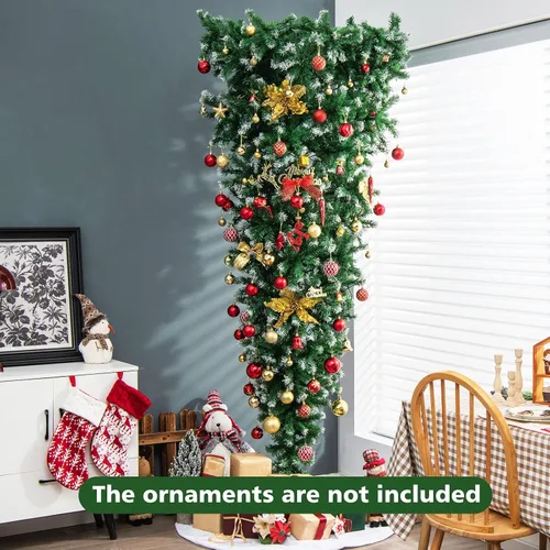 Vista 2 de BestComfort Árbol de Navidad artificial preiluminado, 7.5 pies invertido con 1100 puntas de rama, 400 luces LED, 8 modos de iluminación
