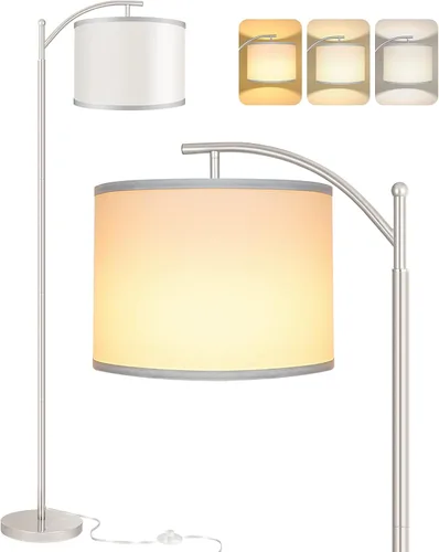 Vista 8 de Rottogoon - Lámpara de pie para sala de estar, lámpara de pie LED con 2 pantallas para dormitorio, incluye bombilla LED de 9 W - Negro Sombra