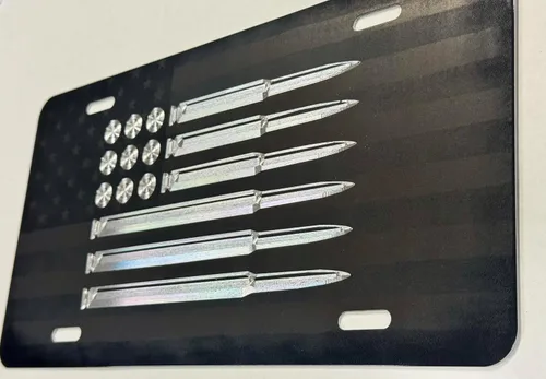 Vista 8 de Combo Laser & Diamond Etched - Placa de matrícula delantera con diseño de bandera de EE. UU