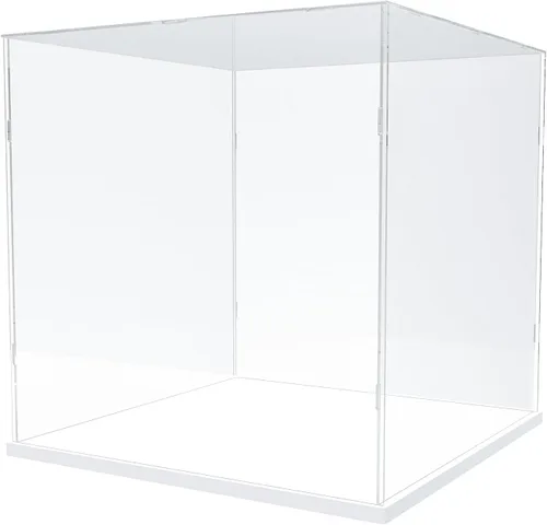 Vista 10 de Vitrina de acrílico transparente para coleccionables, caja de exhibición de acrílico con base, escaparate organizador de protección a prueba