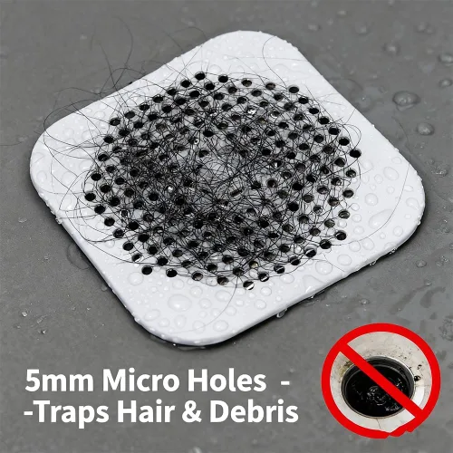 Vista 3 de Atrapapelos de Silicona para Desagüe de Ducha, Paquete de 2 Protectores de Desagüe de Silicona y Cubierta de Desagüe de Ducha, Colador de Desagüe