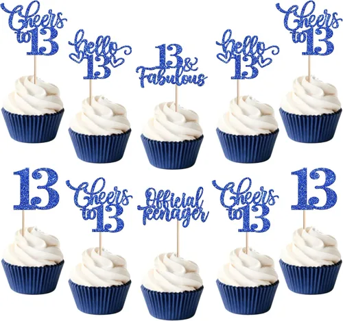 Vista 62 de 30 piezas de adornos para cupcakes de 12 cumpleaños feliz, brillantes doce, hola 12, felicitaciones a 12 años, adornos para cupcakes, 12