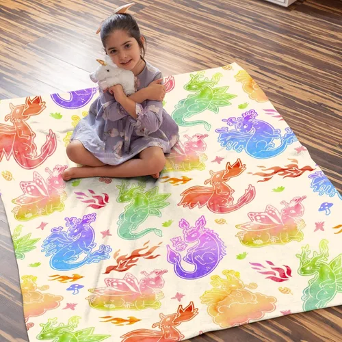 Vista 2 de Manta colorida de dragón, regalos para mujeres, niñas y amantes de los dragones, decoración para cama, sofá, sofá y sala de estar, 30 x 40 pulgadas