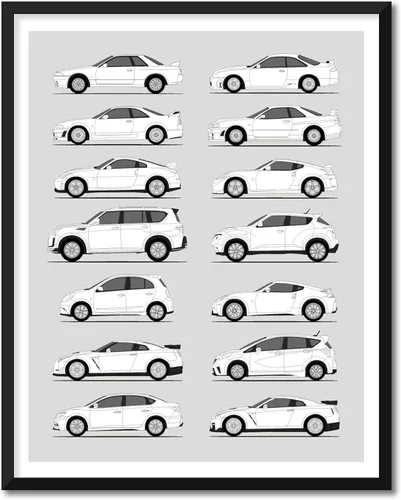 Vista 8 de Idea Network Póster hecho a mano compatible con Nissan Skyline GT-R Generations Print