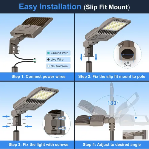 Vista 9 de KUKUPPO Luz LED de estacionamiento de 200 W, luz de poste de estacionamiento de grado industrial con certificación DLC UL, luz LED caja de zapatos