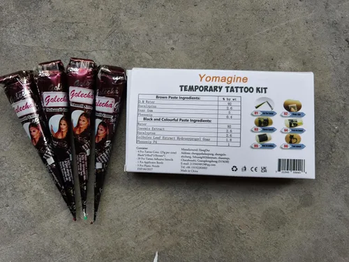 Vista 9 de Kit de tatuajes temporales, 6 conos de pasta de tatuaje semipermanentes, pintura artística de cuerpo indio para mujeres, hombres y adolescentes
