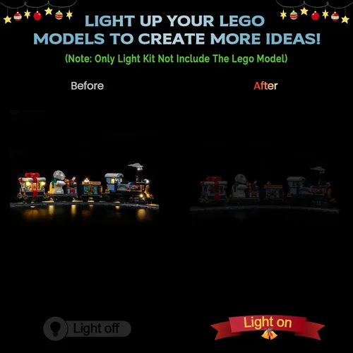 Vista 2 de Kit de luces LED mejorado compatible con Lego Icons Holiday Express Train Building Set, decoración de luces compatible con Lego 10361