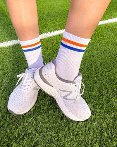 Vista 5 de MK SOCKS - Calcetines deportivos de algodón a rayas para correr, estilo retro, lindos, a juego, para hombres y mujeres