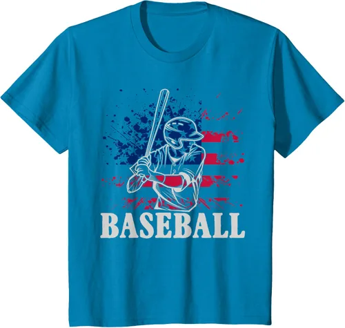 Vista 53 de Camiseta de béisbol deportiva estadounidense con bandera estadounidense, Negro, S