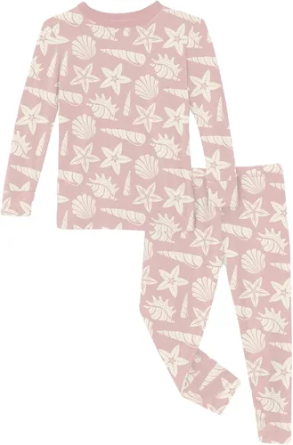 Vista 136 de KicKee Pants Conjunto de pijama de manga larga con estampado de piezas