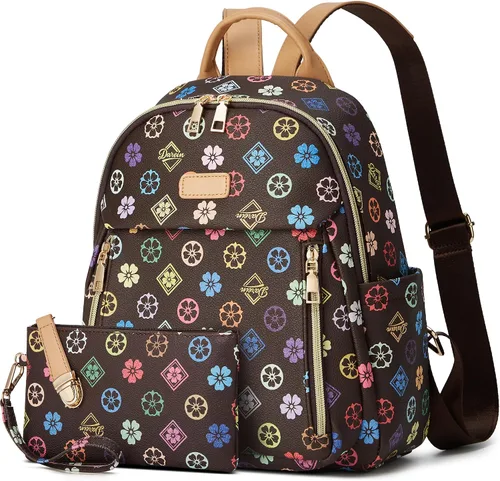 Vista 25 de Makes - Bolso tipo mochila para mujer, de piel sintética, bolso de viaje con diseño convertible a cartera, 12 pulg., Mochilas de viaje