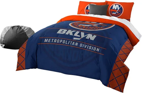 Vista 4 de Juego de edredón y funda de almohada para cama individual o matrimonial/queen, con licencia oficial de la NHL