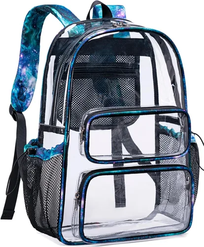 Vista 34 de CAMTOP Mochila transparente resistente y transparente para estudiantes, escuela, trabajo, festival, viajes, deportes, Beige, Mediana, Camtop Mochila