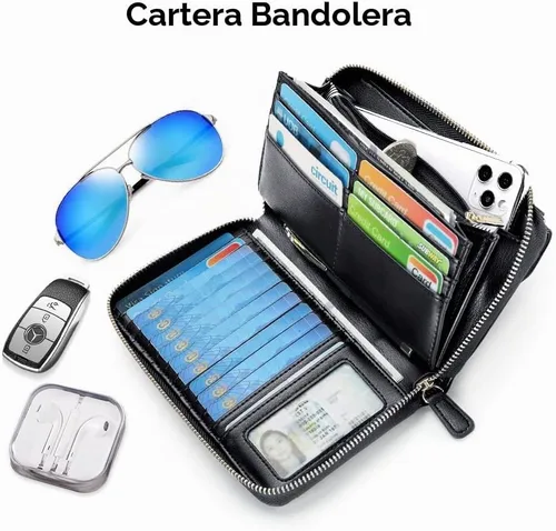 Vista 4 de nuoku Carteras para mujeres con ranuras para tarjetas de crédito con bloqueo RFID de gran capacidad 0 - negro