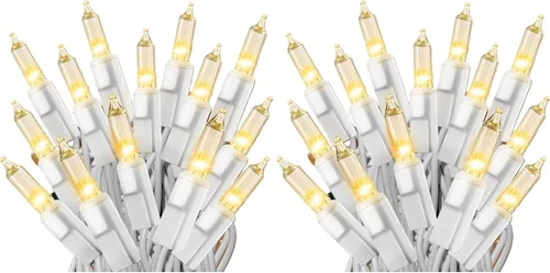 Vista 5 de 100 luces de color blanco transparente Ultra-Brite con cable blanco, para exterior e interior, certificación UL