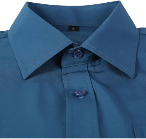 Vista 95 de corfty Camisa de vestir de manga larga para hombre, ajuste regular, elástica, sin arrugas, casual, con botones