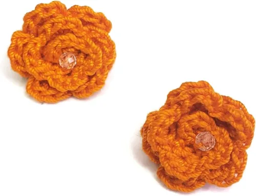 Vista 9 de Aretes de rosa para mujer, aretes de flor de moda con cristal de cuarzo transparente
