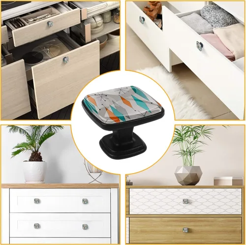 Vista 7 de 4 pomos de gabinete de mediados de siglo, modernos tiradores de cajón de diamante para cocina, armario, baño, tocador, cuadrados (1.181 in)