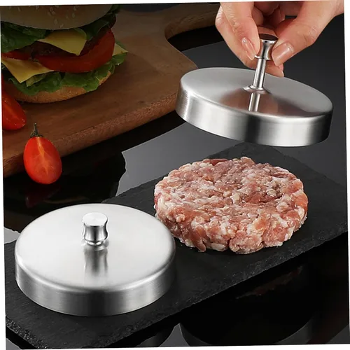 Vista 2 de Burger Press Patty Maker, 304 Stainless Steel Adjustable Hamburger Patty Press, Non Stick for Kitchen, Silver 2.76 Inch