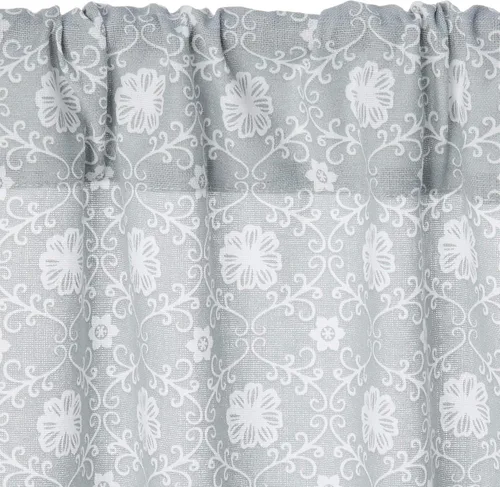 Vista 2 de Oralie - Juego de cenefas y niveles de cocina con diseño de enrejado floral Cortina de ventana pequeña para cafetería, baño, lavandería