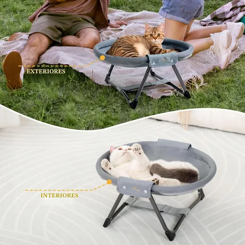 Vista 7 de KITTY KINGDOM - Hamaca plegable para gatos sin montaje, cama elevada portátil para gatos Breathable Mesh Raised Pet Bed for Indoor & Outdoor Use.