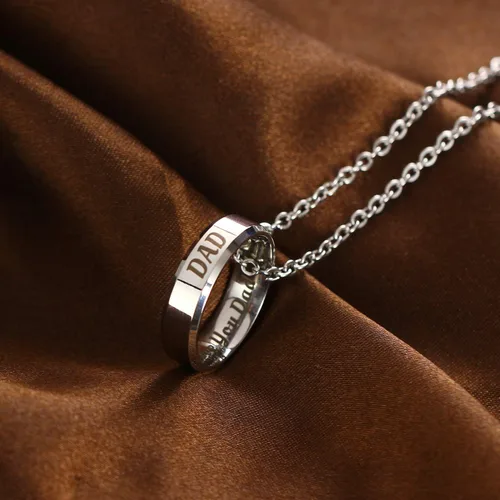 Vista 3 de YEEQIN Collar con colgante de anillo con texto en inglés "I Love You" para mamá, papá, hija, hijo, regalo para miembro de la familia