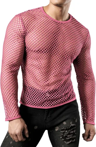 Vista 4 de JOGAL Camiseta de malla ajustada de manga larga para hombre