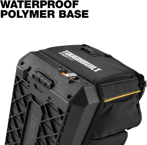 Vista 7 de ToughBuilt StackTech Bolsa de herramientas con cremallera de 11 pulgadas, sistema de bloqueo automático con apertura amplia, tela 1680D y base dura