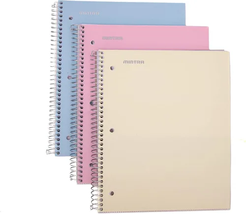 Vista 2 de Mintra Office Durable Spiral Notebook - 2 Subject (Junior Size 3pk (6.5in x 9.5in), Arctic Ice, Sun Yellow, Spring Pink)