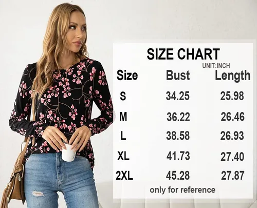 Vista 4 de HOTGIFT Camisetas de otoño e invierno para mujer, estilo casual, manga larga, cuello redondo, blusa holgada y cómoda