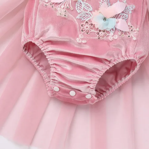 Vista 25 de Traje de bebé niña primer cumpleaños traje de encaje tul mameluco princesa tutú vestido de un año cumpleaños pastel Smash fotografía ropa