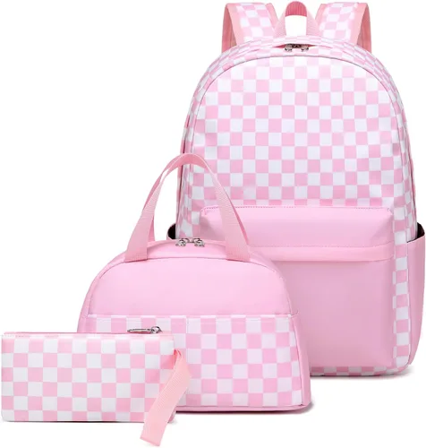 Vista 11 de Sugaroom Mochila escolar con lonchera para niñas adolescentes, Flor azul, Mochila floral con lonchera y bolsa para lápices
