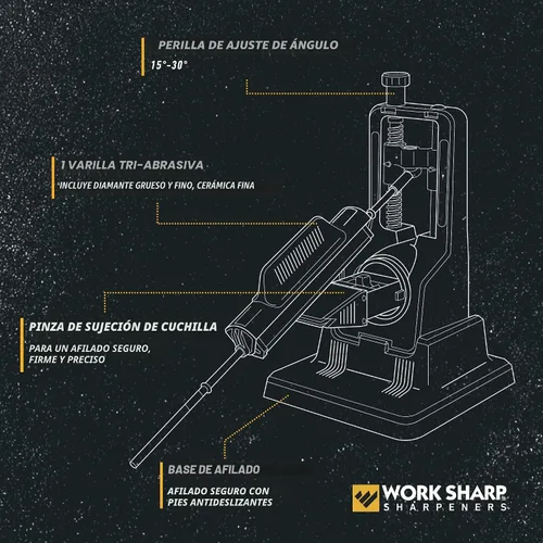 Vista 3 de Work Sharp Kit de afilador de cuchillos con ajuste de precisión, afila todos los cuchillos de bolsillo y de cocina con facilidad y control