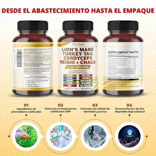 Vista 8 de Complejo avanzado de hongos con melena de león y cola de pavo, 150