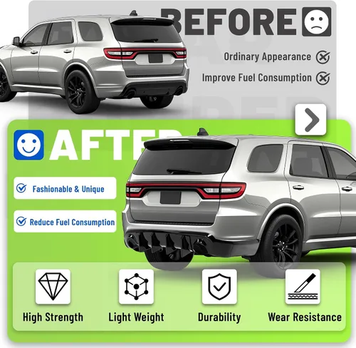 Vista 5 de Difusor de parachoques trasero compatible con Dodge Durango R/T SRT 2011-2022, divisor de labio inferior trasero, tapa del parachoques pintado
