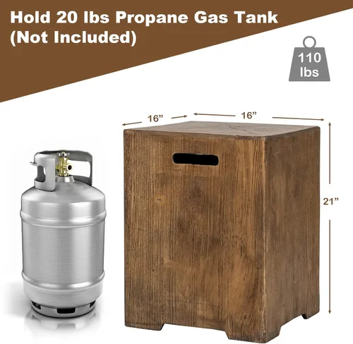 Vista 3 de Giantex Mesa escondida de tanque para exteriores, cubierta de tanque de propano para tanque de gas propano estándar de 20 libras, mesa auxiliar