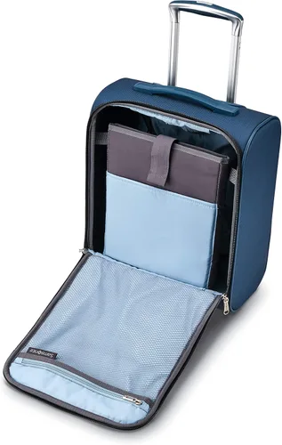 Vista 3 de Samsonite Solyte DLX Softside - Equipaje extensible con ruedas giratorias, azul (Mediterranean Blue)), 123570-1548