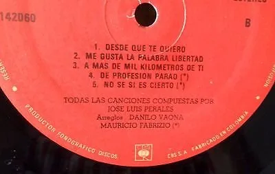 Vista 3 de LP JOSE LUIS PERALES SUENO DE LIBERTAD- CBS PRESS COLOMBIA 1987 RARE
