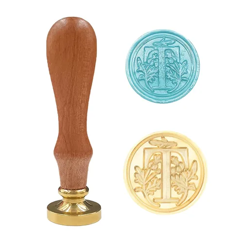 Vista 26 de Sello clásico de cera para sellar varios alfabetos, cabeza de latón, mango de madera, sellos para tarjetas, sobres, regalo (sello, letra A)