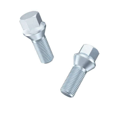 Vista 8 de 10 piezas de birlos plateados de 12 x 1.5 (longitud de vástago de 26 mm, base cónica) de longitud OEM - Compatibles con BMW 128i 135i 318i 320i 325i