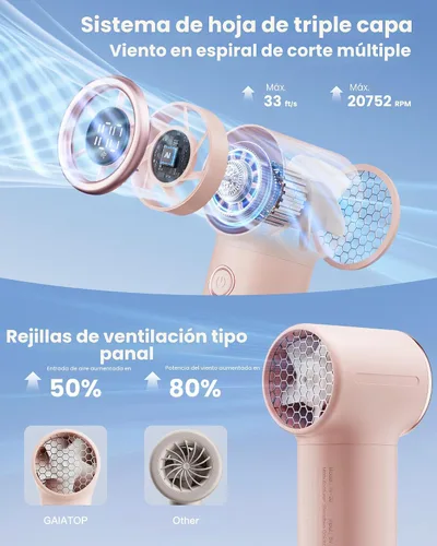 Vista 4 de Gaiatop Mini ventilador de mano portátil, 4000 mAh [15 horas de funcionamiento máximo] ventiladores turbo personales tamaño de bolsillo, ventilador