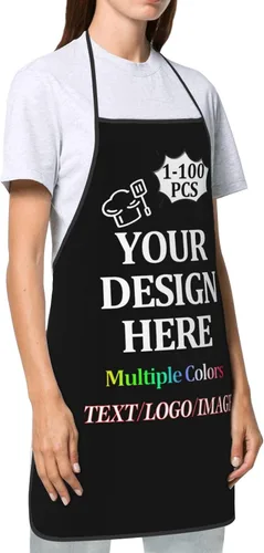 Vista 2 de Custom Apron 1-100 PCS For Men Women with Your Photo Text Logo Personalized Chef & Grilling Aprons For Gifts