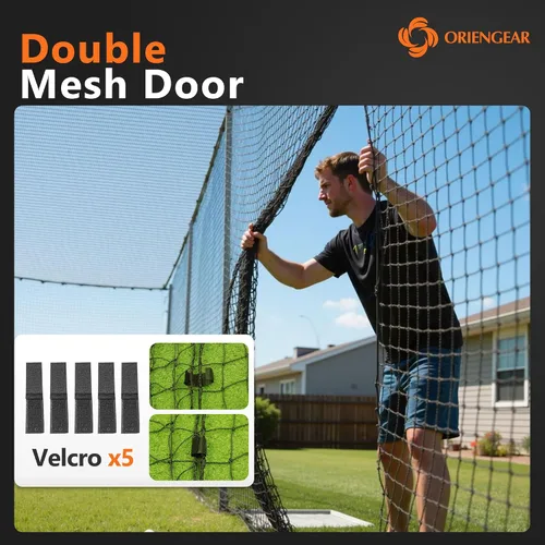 Vista 4 de ORIENGEAR Baseball Batting Cage Nets, ONLY NET, 70'L/55'L/35'L/20'L Baseball and Softball Cage Netting, 1.88" #45 Mesh, Professional Fully Enclosed