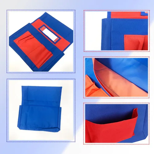 Vista 4 de 5 bolsillos organizadores para silla con ranura para etiqueta de nombre, bolsa de almacenamiento colgante para asiento de aula para niños