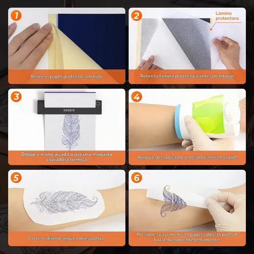 Vista 4 de MUNBYN ITP871 - Papel de transferencia de tatuajes, 100 hojas A4, papel