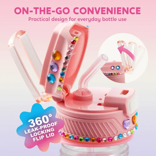 Vista 2 de Klever Kits Decora tus propios kits de botellas de agua para niñas de 6 años en adelante, unicornio, gema de diamante, manualidades, regalo